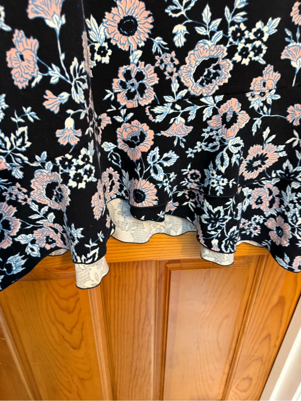 Loft Navy blue Floral Sleeveless Shift Dress with Pink & White Flowers - Picture 2 of 7